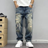 Vintage Distressed Patch Jeans